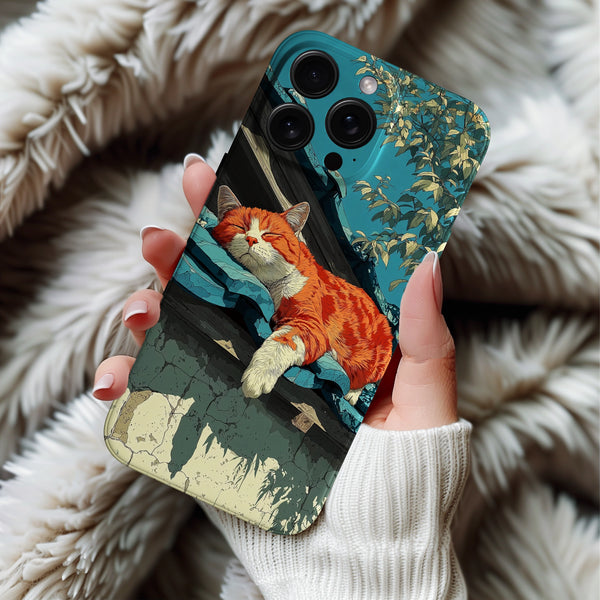 Coque iPhone Chat Roux Artistique