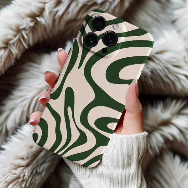 Coque iPhone Motif Abstrait Vert/Beige