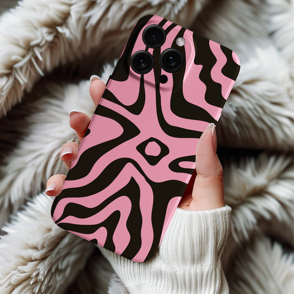 Coque iPhone Motif Abstrait Rose & Noir