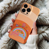 Coque iPhone Design Joyeux avec Arc-en-Ciel et Fleurs Colorées