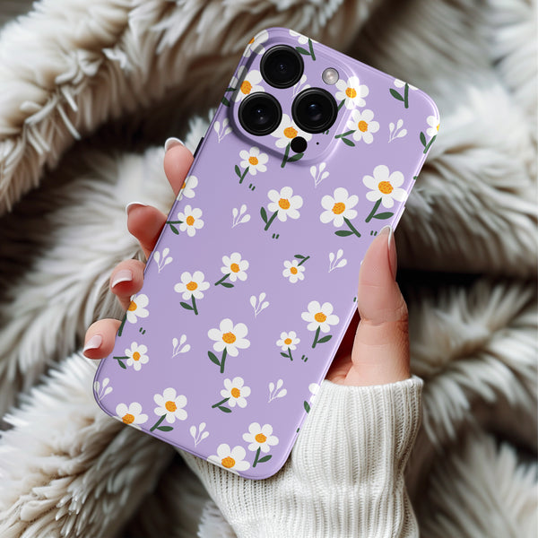 Coque iPhone Motif Floral sur Fond Violet