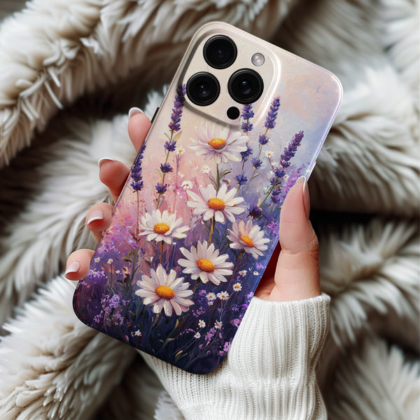 Coque iPhone Fleurie Marguerites & Lavande