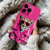Coque iPhone Léopard Stylé en Veste Rose avec Lunettes