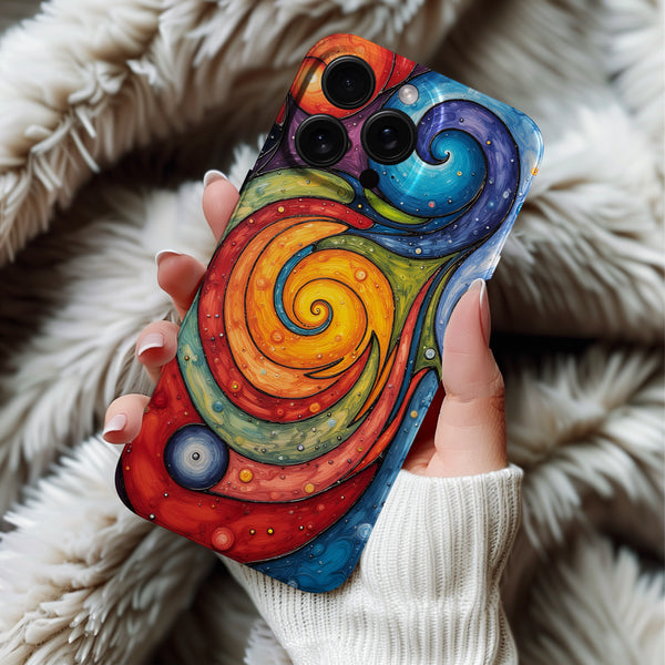 Coque iPhone Design Tourbillonnant aux Couleurs Vibrantes