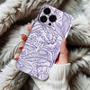 Coque iPhone Dessin Floral Minimaliste en Violet