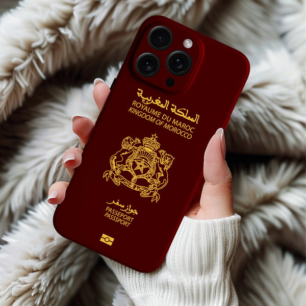 Coque iPhone passeport marocain Rouge