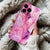 Coque iPhone Marbre Rose avec Veines Violettes