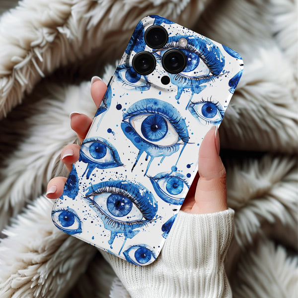 Coque iPhone Yeux bleus artistiques