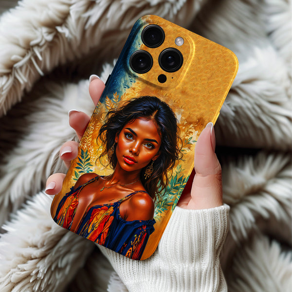 Coque iPhone Portrait de Femme Éclatante