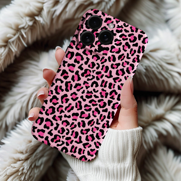 Coque iPhone Design Fun avec Motif Léopard Rose et Noir