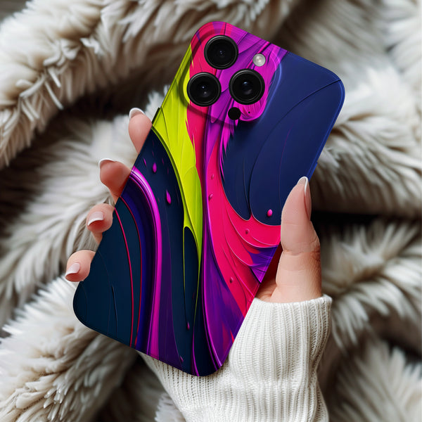 Coque iPhone Design Abstrait avec Teintes Vibrantes
