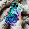Coque iPhone Marbre Aquarelle aux Teintes Turquoise et Violet