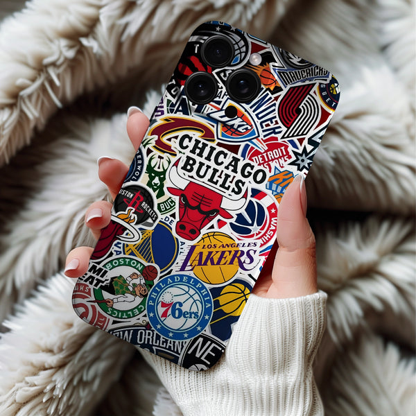 Coque iPhone avec Autocollants d'Équipes de Basketball