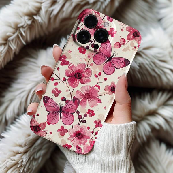 Coque iPhone Fleur & Papillon